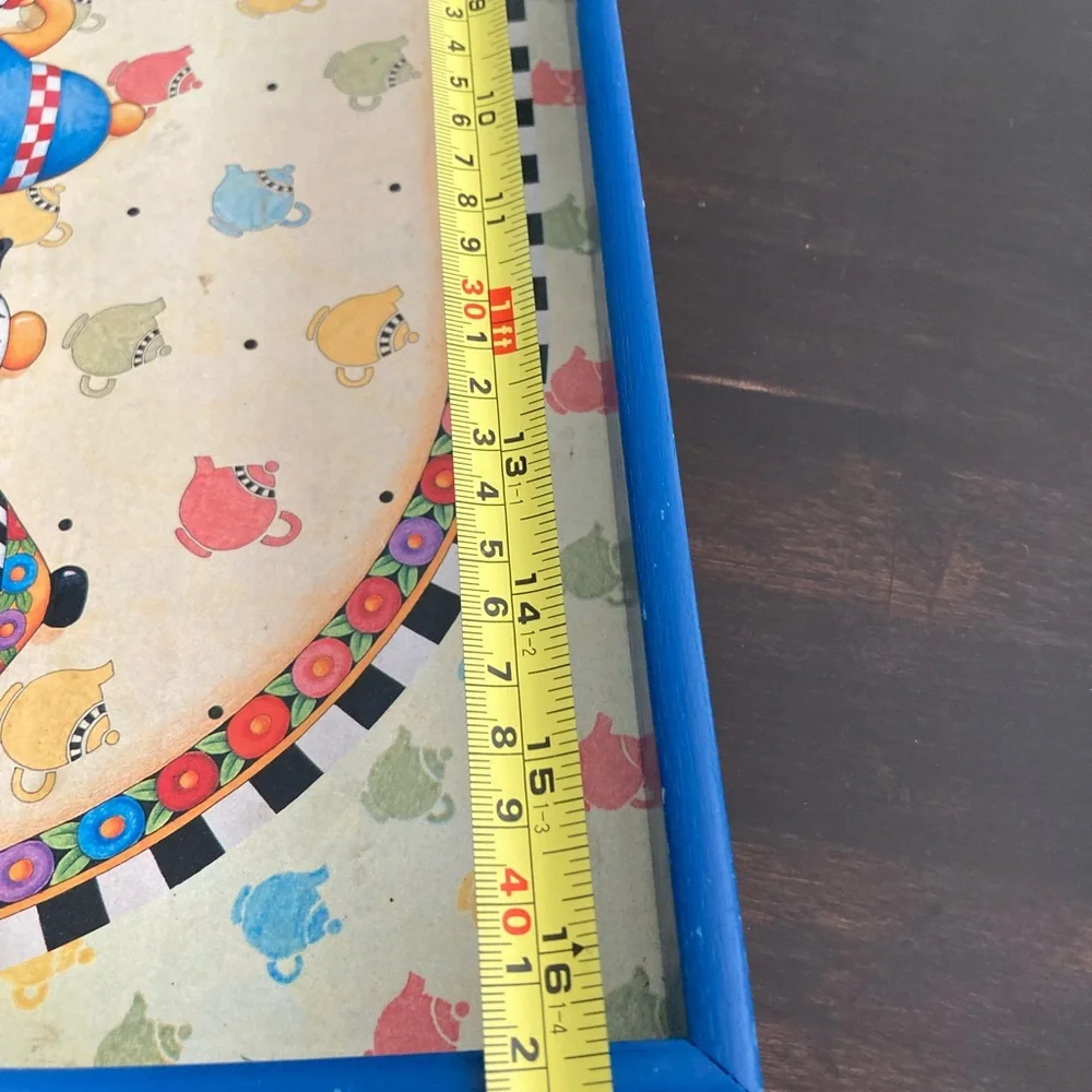 Mary Engelbreit serving tray with colorful teapots. - Picture 5 of 8